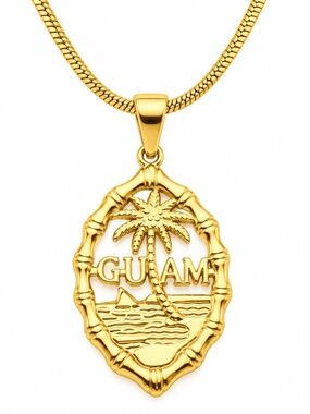 Guam Seal Gold Pendant Necklace – Stainless Steel – 19.7” Chain